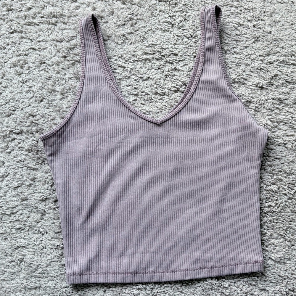 Cropped Ribbed V-Neck Tank Top